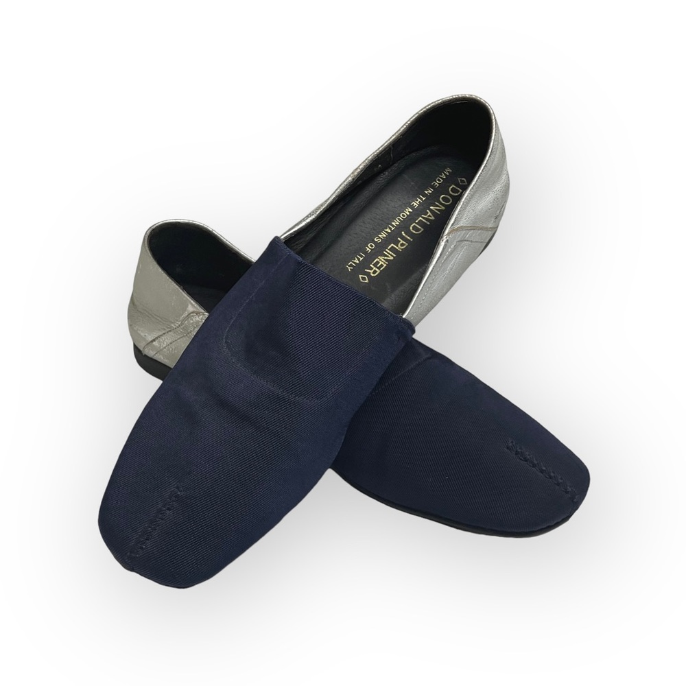 Donald J Pliner® ༄ Audra Leather Espadrille Flats ༄ Navy + White Metallic ༄ 9.5M - Picture 13 of 16